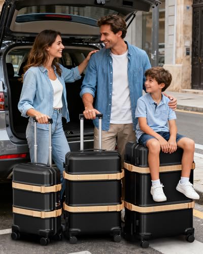 Joyway 3-Piece Hardside Luggage Set, 20 24 28 Inch, Black - color: Black
