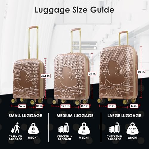 FUL Disney Mickey Mouse 26 Inch Rolling Luggage, Hardshell Suitcase with Spinner Wheels, Rose Gold - color: Mickey Mouse - Rose Gold, size: 26 Inch