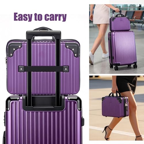 Vanity Case, 14 Inch Hard Shell Makeup Travel Suitcase, Purple - color: Purple