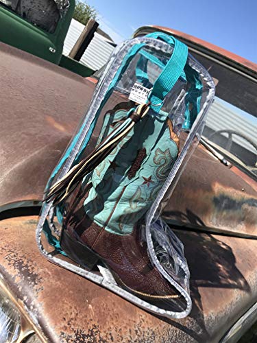 Howdy Boot Bag - clear see-thru waterproof storage bag for cowboy boots mens and womens tall riding boots travel accessories shoe organizer and closet or under bed space saver storage hanging bags.
