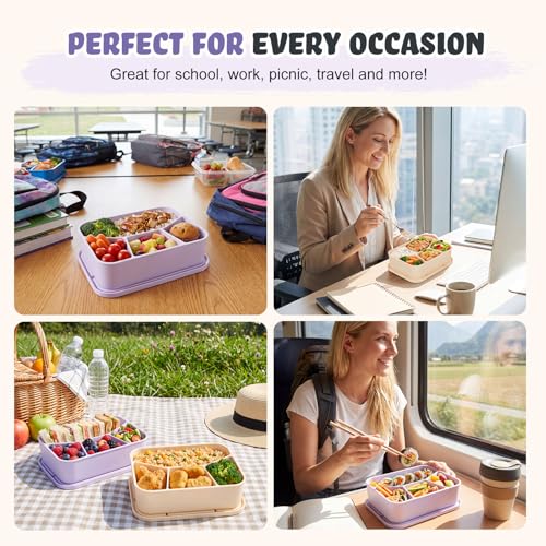 Ziliny 2 Pcs Silicone Bento Box Reusable Lunch Container, Light Color 2 - color: Light Color 2
