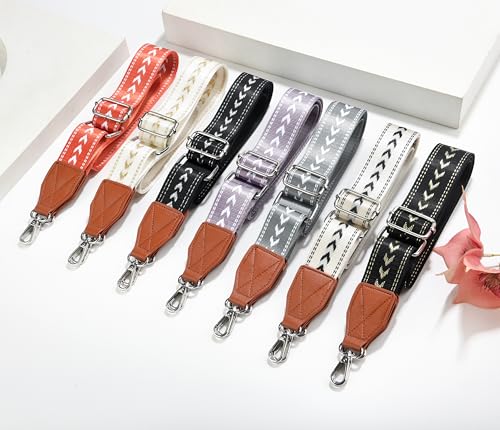 LEMEDE Purse Strap Replacement Crossbody 1.5" Wide Shoulder Strap Adjustable Straps Handbag Strap Replacement Belts - color: Brown-38s-arrow-black(silver)