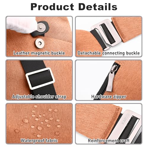 Anti Theft Travel Bag Sling Cross-body Bag Large Capacity - color: Brown, style: Left Shoulder