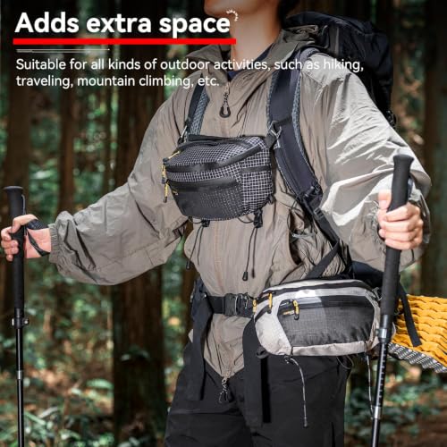 HIKEMAN Waist Bag Strap Pack Pouch for Backpack Lightweight Phone Pocket - color: Grey
