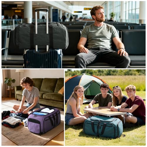 MIER Packable Travel Duffle Bag with Shoe Compartment, 80L, Teal - color: Teal, size: 80L