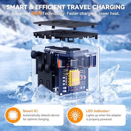 Auxmir Universal Travel Adapter, 45W PD Fast Charging Travel Plug Adapter - color: Black