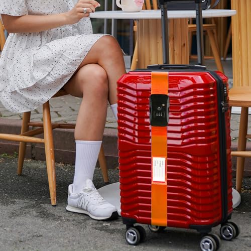 Veki Travel Luggage Straps for Suitcases, TSA Approved with Lock, Orange - color: orange