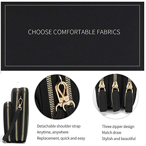 myfriday Touch Screen RFID Phone Crossbody Purse with 2 Straps for Women - color: A-black