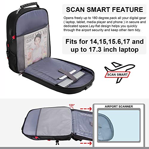 LOVEVOOK Large Laptop Backpack for Men,18.4Inch Heavy Duty Travel Backpack - color: Black, size: 18.4 inch