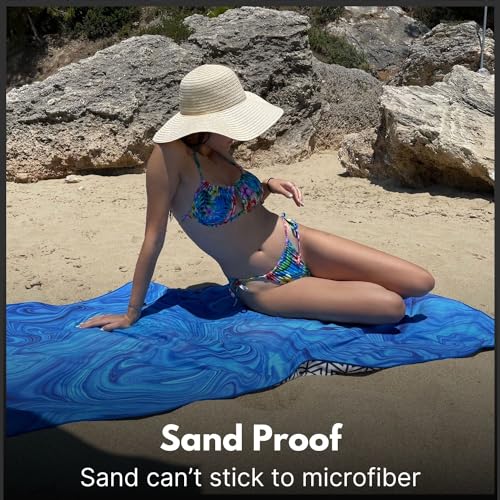 ECCOSOPHY Microfiber Beach Towel - Quick Dry, Sand Free and Oversized 71x35 - color: Laguna