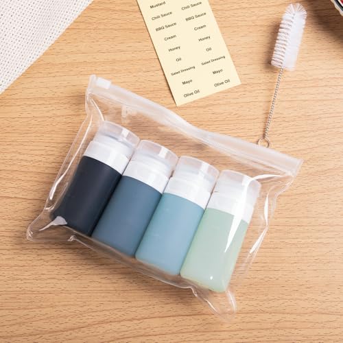 MICEBAY 2 oz Condiment Squeeze Bottles, Leakproof Salad Dressing Container - color: Gray, size: 2 OZ