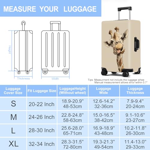 Giraffe Luggage Cover Washable Suitcase Protector Anti-scratch Suitcase cover Fits 24-26 Inch Luggage M - color: giraffe, size: M(24-26inch suitcase)