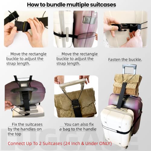Luggage Strap Set for Suitcases, Adjustable Add-a-Bag Travel Straps