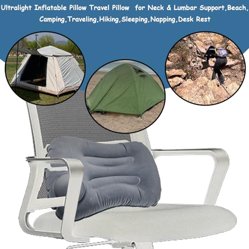 2 Pack 17 in Ultralight Inflatable Pillow Travel Pillow,Camping Pillow for Neck & Lumbar Support,Beach,Camping,Traveling,Hiking,Napping,Desk Rest(Gray) - size: 2 Pack