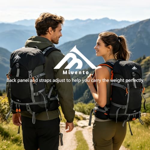 Hiking Backpack for Women Men,30+5L Waterproof Camping Backpacking Backpack - color: Black