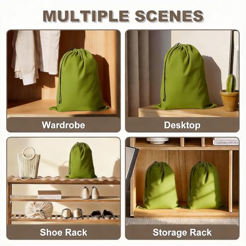 5 Pack Shoe Bags for Travel, Washable Dust Bags Drawstring Travel Shoe Bag - color: Green