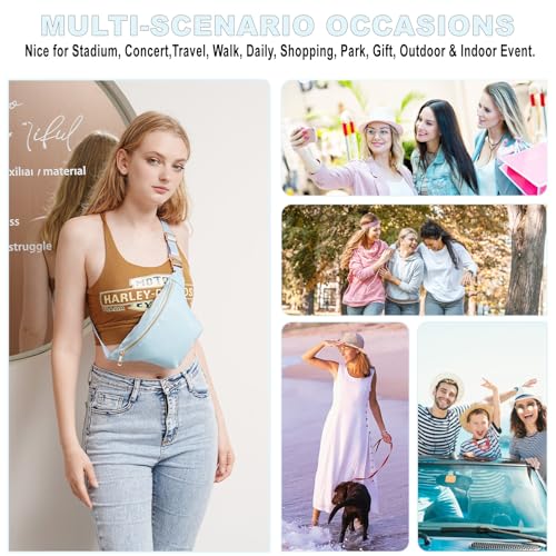 Belt Bag Crossbody Stadium Concert Bag for Women Water-Resistant Nylon Waist Pack (Light Blue) - color: Light Blue