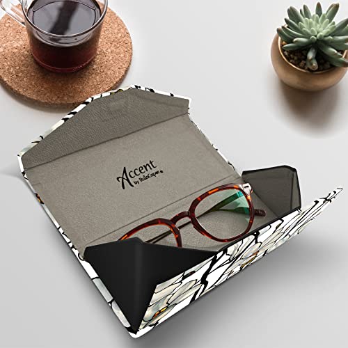 RainCaper Folding Travel Sunglasses & Reading Eyeglasses Case - Vegan Leather, Compact, Magnetic Closure, Slim Trifold Design - color: Tiffany Magnolia