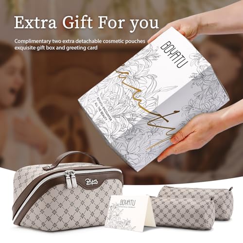 BOYATU Travel Makeup Bag Cosmetic Bags for Women: 3-Piece Makeup Bag Set - color: A-2-Khaki