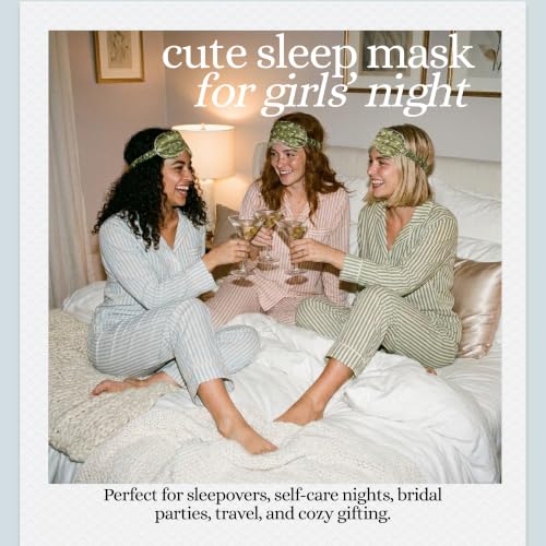 Satin Sleep Mask - 2 Pack - Champagne & Martini Print - color: 2 Pack - Champagne & Martini Print