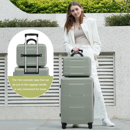 Merax Luggage Set 6 Piece,Lightweight Hardshell Suitcase with Wheels - color: Light Green(6 piece)