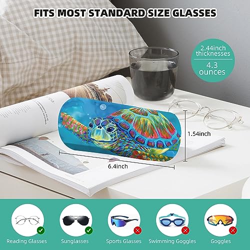 Hard Shell Eyeglasses Case, Travel Portable Protective Glasses Cover Box for Men and Women with Cleaning Cloth - color: Turtle