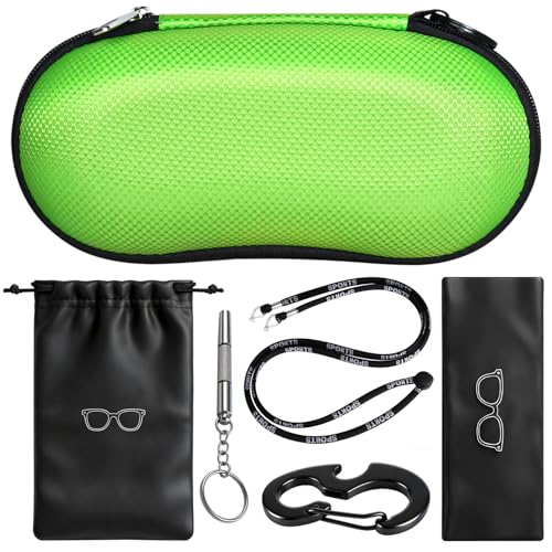 RayLove Sunglasses Case Hard Shell, Crush Resistant Eyeglass Case with Zipper, Lightweight Sunglasses Travel Case - color: Green