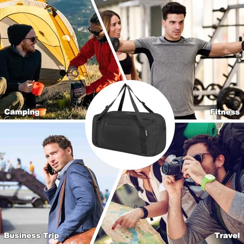 HOLYLUCK Foldable Travel Duffel Bag Luggage Great for Gym -55L, black - color: Black, size: 55L