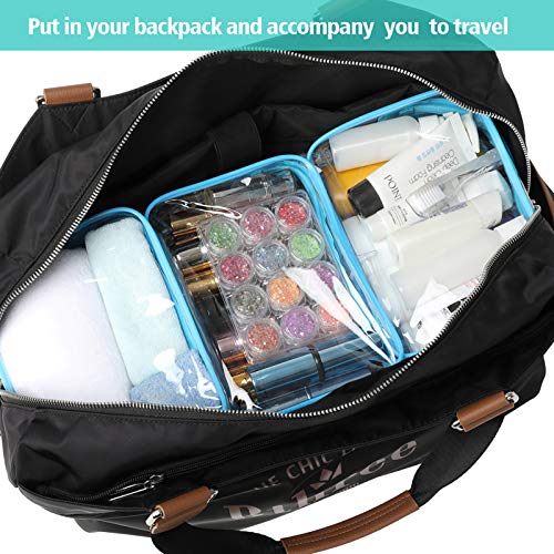 PACKISM Clear Makeup Bag for Travel - TSA Approved Toiletry Bag, Blue - color: New Blue, size: Medium Set (Standard)