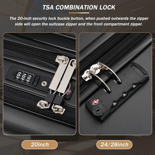 Merax 5 Piece Hardshell Luggage Set with Half Opening Suitcase Set.Black - color: Black-1, size: 5 Piece(20/24/28/DB/TB)