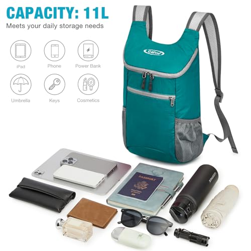 G4Free 10L Lightweight Packable Hiking Backpack, Nylon Daypack Daily Travel - color: Dark Green, size: Small