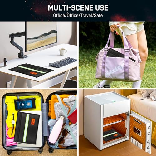 MODIGT 14" x 10" Zipper Pouch Water Resistant File Bag A4 Foldable Document Storage for Office,Travel,Home(Black)