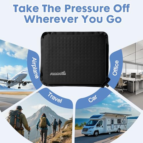 Airplane Travel Seat Cushion, 2, Black | Inflatable seat cushion for stadium, camping,outdoors.Sondur travel cushion for airplane - color: Black