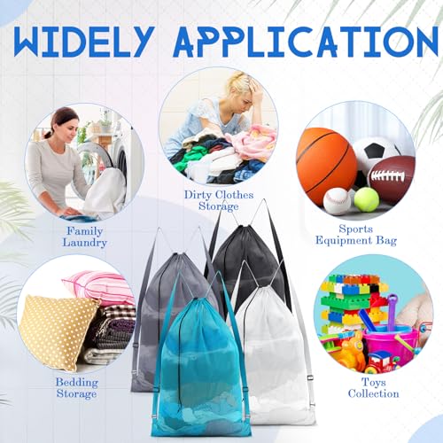 4 Pcs Large Mesh Laundry Bag with Adjustable Drawstring Closure 24 x 36 Inches Travel Laundry Bags for Dirty Clothes Machine Travel Washable College Dorm Sports (Classic) - color: Classic