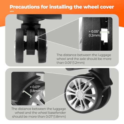 8Pcs Upgrade Luggage Wheel Covers,Travel Accessories (Carbon Black/Orange) - color: Carbon Black / Orange