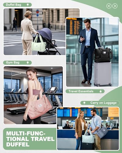 Large Travel Duffle Bag Carry On Weekender Bags for Women Men 18x14x8 Gym - color: A86-mintgreen-expandable, size: X-large
