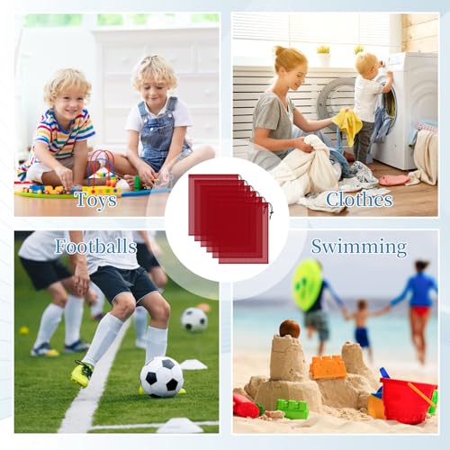 6 Pack Mesh Drawstring Bags with Lock, 14x17 for Gym, Beach, Laundry - color: Red