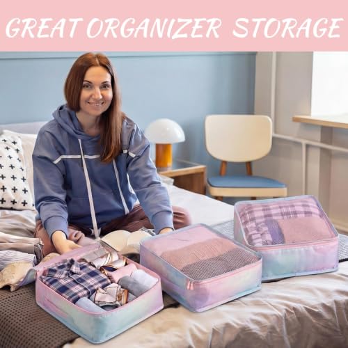 Silkfly 8 Pcs XL Packing Cube for Travel Luggage,Simple,Pastel - color: Pastel, size: Simple