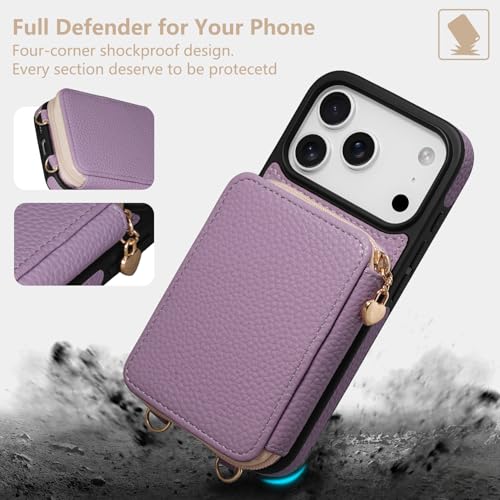 Lanyard Wallet Case for iPhone 18 Pro iPhone 17 Pro Purple - color: Purple, size: 6,3“ iPhone17/18 Pro