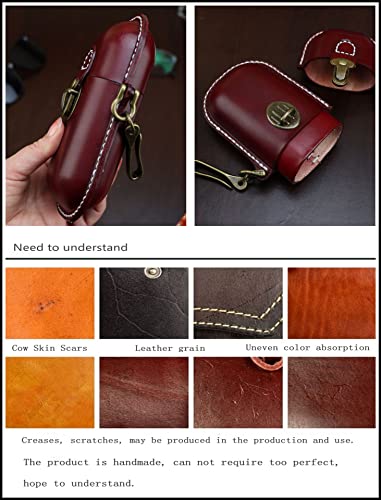 Handmade Leather Eyeglass Case Hard Shell Retro Men And Women Sunglasses Nearsighted Glasses Hooks Protection Box - color: Crimson