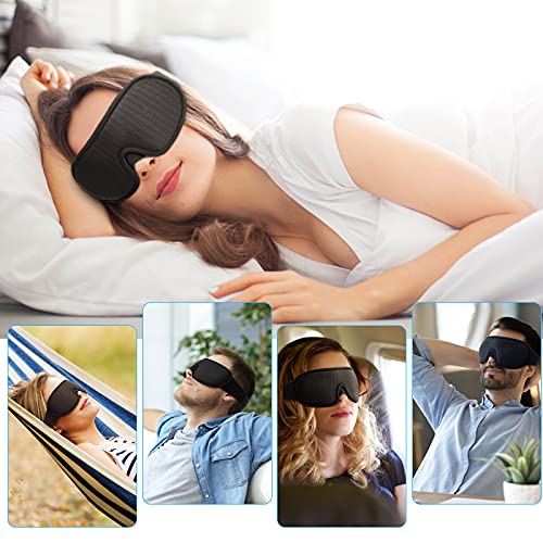 Sleep Mask, Super Soft 3D Contoured Cup Sleeping Mask, Upgraded 100% Blockout Light Sleep Masks for Women Men with Adjustable Strap, Comfortable Concave Molded Eye Covers for Sleeping, Black - color: Black