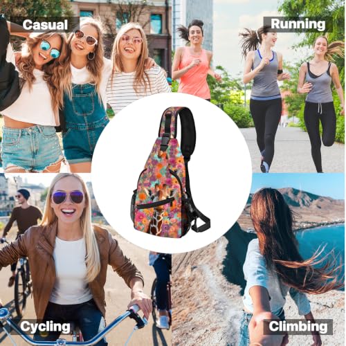 FyLybois Sling Bag Travel Crossbody Backpack for Women Chest Daypack - color: Brown