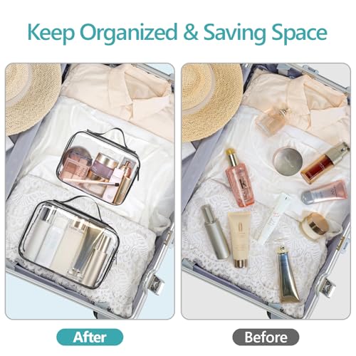 PACKISM Clear Makeup Bag Travel - TSA Approved Toiletry Bag, 2 Pack Black - color: 01 Elegant Black, size: Full Vacation (Mixed Sizes)