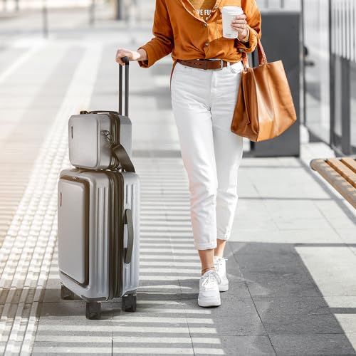 TRAVELARIM 20 Inch Carry On Luggage 22x14x9 Airline Approved Suitcase | Expandable, Laptop Compartment, Durable Hard-shell, Scratch-Resistant, 360° Spinner Wheels, TSA Lock, Cosmetic Case, Grey - color: Grey, size: Carry-on 20 Inch