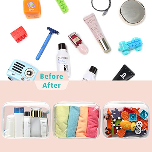 F-color TSA Approved Toiletry Bag - Clear Makeup Bag, 3 Pack, Active White - color: Active White, size: TSA Carry-on Series (3 Medium)