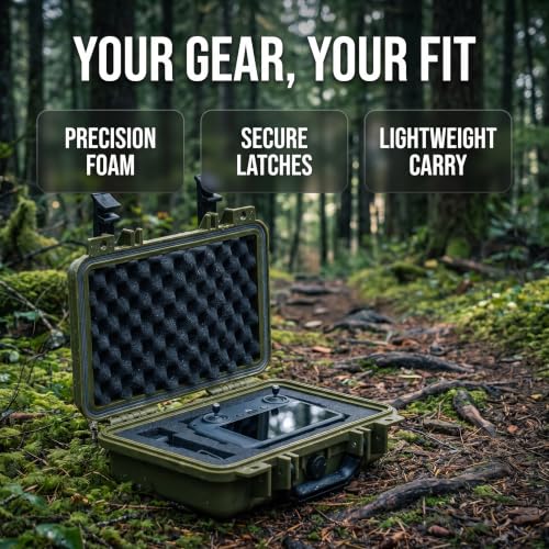 MEIJIA Portable All Weather Waterproof Protective Hard Case, Small Camera Case,Dry Case with Customizable Foam,Fit Use of Drones, Camera,Equipments, 11.65 ”x8.35”x3.78” - color: Green