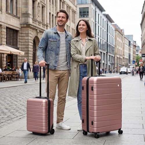 2-Piece Set(16/30in) Hardshell Suitcase w/Wheels,NO LOCK - color: Rose Gold, size: 2-Piece Set (16"/30'')