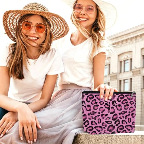 Spot Leopard Print Makeup Bag Cosmetic Bag, Makeup Organizer for Women,Pink - color: Bright Pink Leopard Print 579