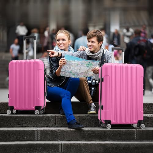 Karl home Luggage Set of 3 Hardside Suitcase Sets - Pink (20/24/28) - color: Pink, size: 3 Piece Set