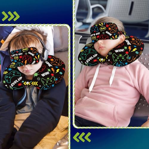 Gilprop 2 Pcs Gaming Neck Pillow for Travel with Sleep Eye Mask - style: Gaming